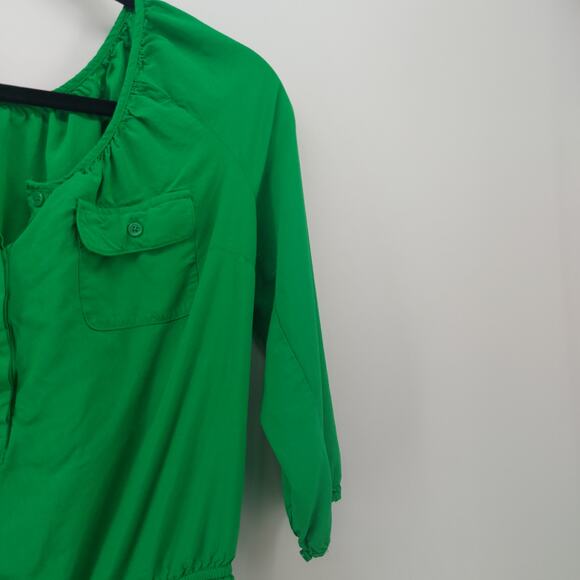 Old Navy Green Dress Henley Button Pockets Size Small - Picture 6 of 13